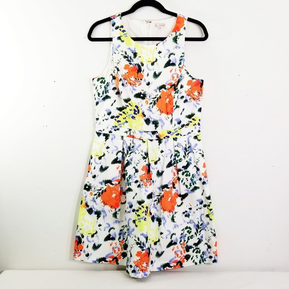 GAP 12 Neon Sara Floral Fit & Flare Dress 0149